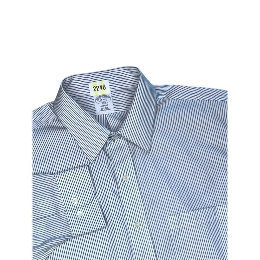 NWOT Brooks Brothers Regent Mens Striped Long Sleeve Button Up Shirt 17 2/3
